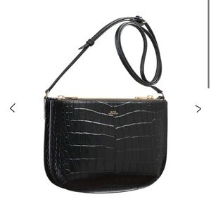 A.P.C. APC Sarah shoulder crossbody bag (black croc embossed leather)
